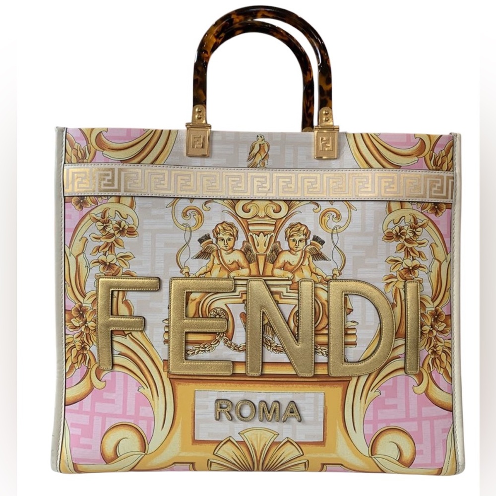 FENDACE White Gold Pink SUNSHINE Leather Tote - Picture 2 of 8